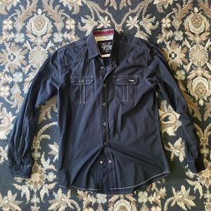 Button down black collared shirt